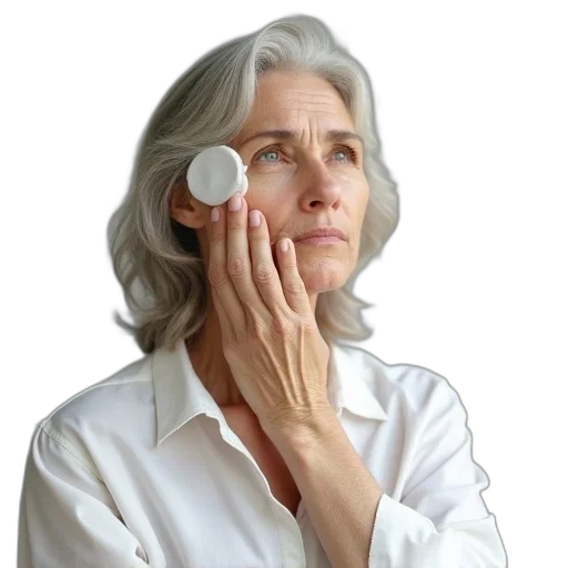 mask, face, jewelry, older, woman, white, shirt, cleaning transparent PNG cut-out