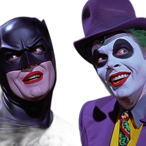 batman, joker, front, green, backdrop, iconic, characters, displayed transparent PNG cut-out