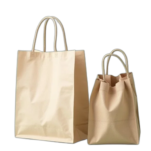 3d render, photorealistic, earth tones, shopping, bag, ecobag, comparing, two transparent PNG cut-out