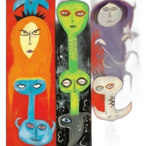 mask, staff, concept art, fantasy art, comic book art, outer space, painting, features transparent PNG cut-out