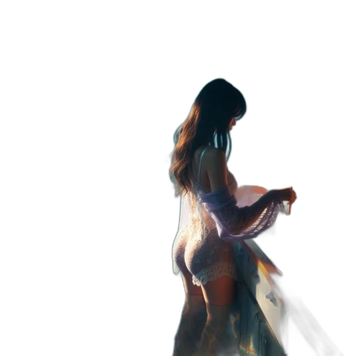 dress, hair, bottle, creature, concept art, fantasy art, watercolor, photorealistic transparent PNG cut-out