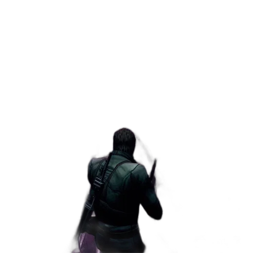 jacket, weapon, mask, staff, concept art, 3d render, pixel art, cyberpunk transparent PNG cut-out