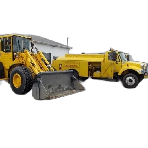 weapon, car, yellow, construction, vehicle, bucket, truck, word transparent PNG cut-out
