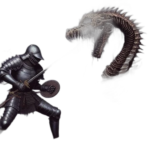 weapon, dragon, creature, sword, concept art, 3d render, fantasy art, outer space transparent PNG cut-out