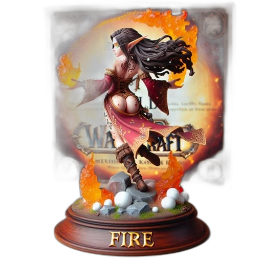 fantasy art, concept art, fire, world, warcraft, figurine, shows, female transparent PNG cut-out