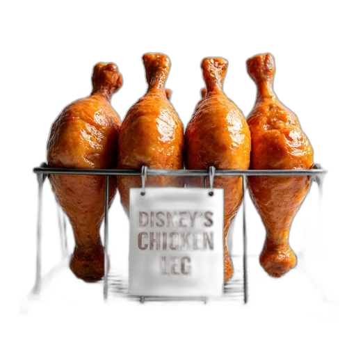 food, 3d render, photorealistic, metal, chicken, leg, rack, white transparent PNG cut-out