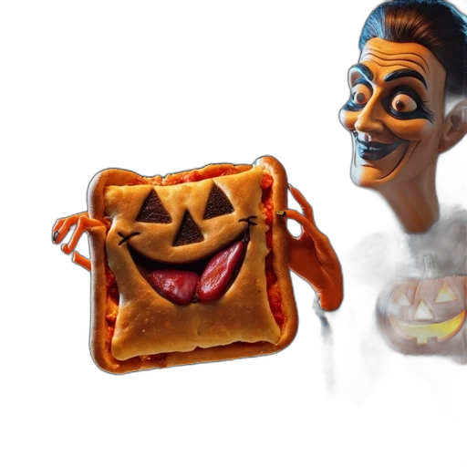 food, mask, creature, face, concept art, 3d render, halloween, scene transparent PNG cut-out