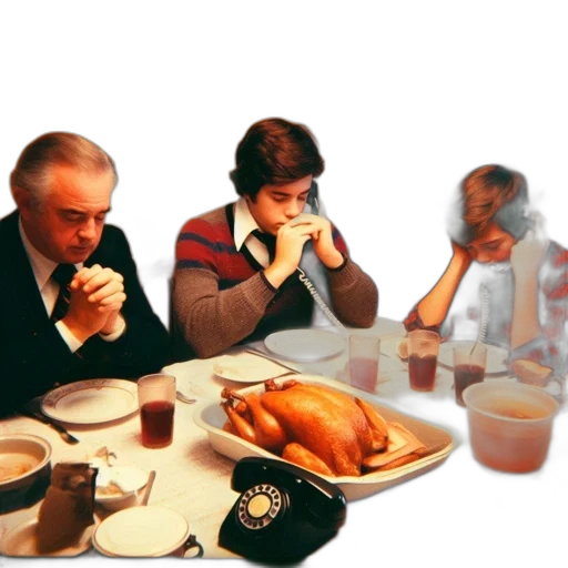 food, concept art, family, gathers, dining, table, featuring, old transparent PNG cut-out