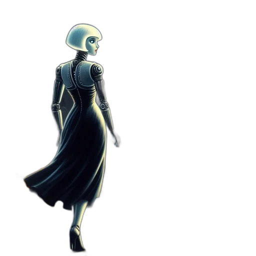 dress, robot, mask, creature, concept art, fantasy art, 3d render, pixel art transparent PNG cut-out