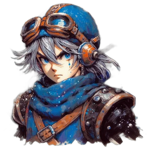 face, weapon, hat, mask, fantasy art, concept art, watercolor, anime transparent PNG cut-out