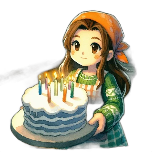 pixel art, watercolor, cartoon, concept art, young, animated, female, character transparent PNG cut-out