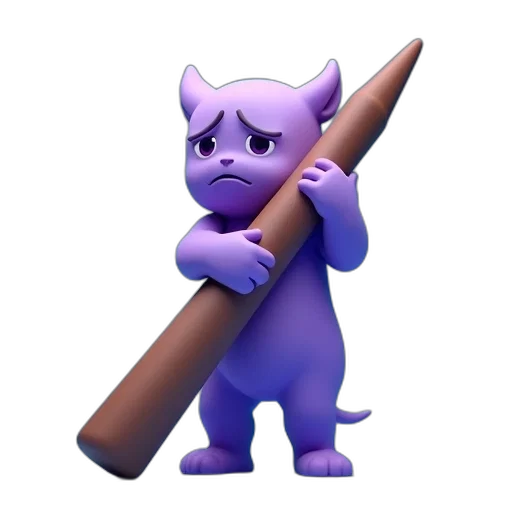staff, weapon, sword, animal, 3d render, concept art, vaporwave, pixel art transparent PNG cut-out