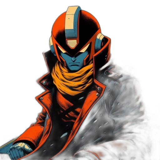 robot, jacket, mask, concept art, comic book art, fantasy art, pixel art, outer space transparent PNG cut-out