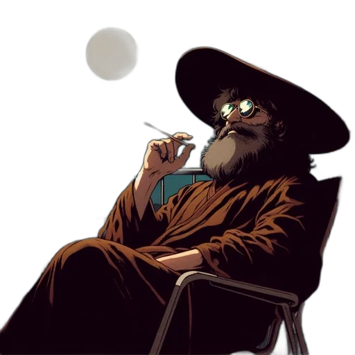 staff, hat, concept art, comic book art, fantasy art, cartoon, old, man transparent PNG cut-out