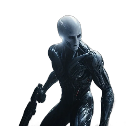 robot, creature, staff, weapon, concept art, comic book art, 3d render, fantasy art transparent PNG cut-out