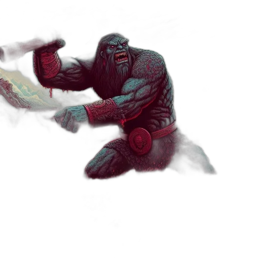 creature, weapon, concept art, comic book art, fantasy art, watercolor, fog, fire transparent PNG cut-out