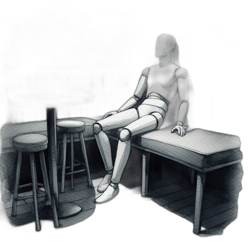 furniture, robot, staff, shoes, concept art, 3d render, photorealistic, mannequin transparent PNG cut-out