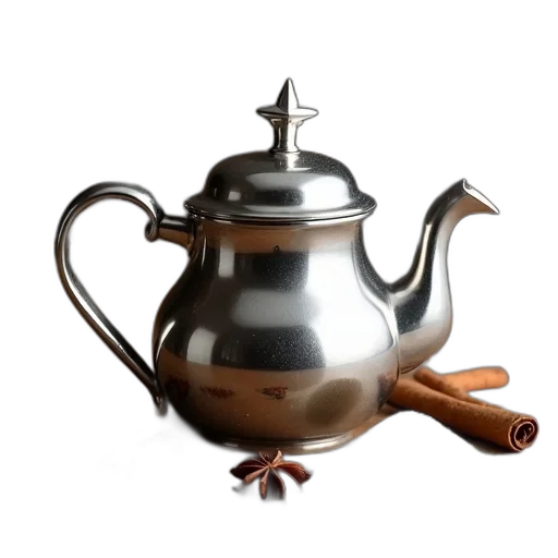 staff, 3d render, photorealistic, concept art, silver, teapot, star-shaped, lid transparent PNG cut-out