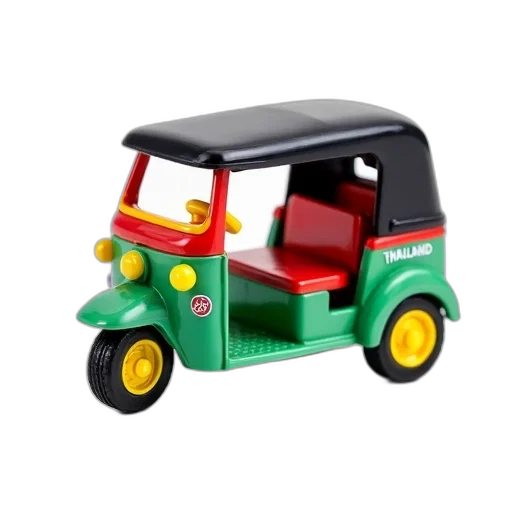 car, 3d render, colorful, toy, tuk-tuk, black, canopy, displayed transparent PNG cut-out