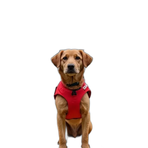 staff, animal, jacket, creature, 3d render, photorealistic, brown, dog transparent PNG cut-out