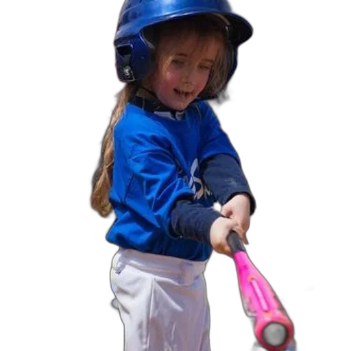 staff, weapon, young, girl, blue, baseball, uniform, swinging transparent PNG cut-out