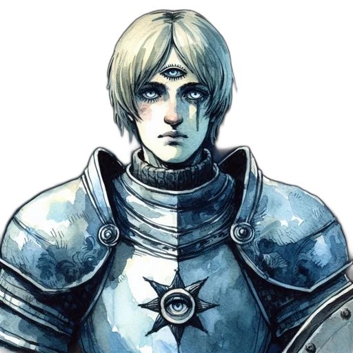 face, sword, staff, fantasy art, concept art, pixel art, watercolor, blue transparent PNG cut-out