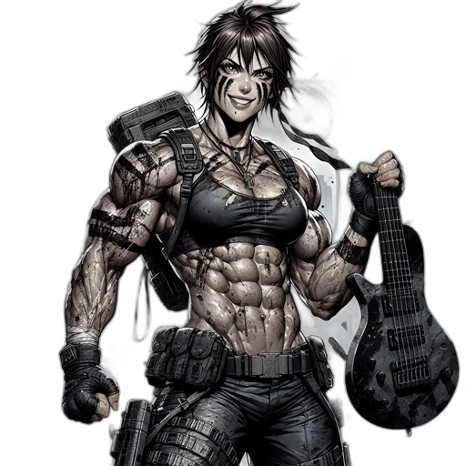 comic book art, concept art, cyberpunk, cartoon, intense, woman, short, tousled transparent PNG cut-out