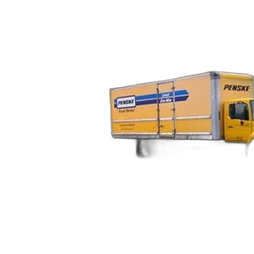 furniture, 3d render, two, penske, trucks, parked, front, building transparent PNG cut-out