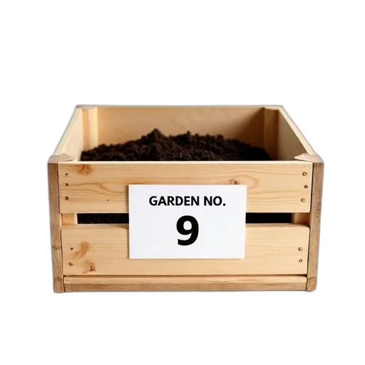 wooden, crate, white, label, reads, garden, displayed, against transparent PNG cut-out