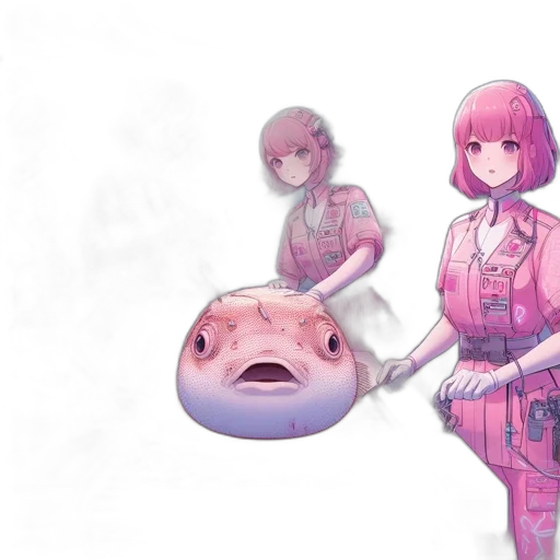 creature, robot, weapon, animal, concept art, anime, 3d render, vaporwave transparent PNG cut-out