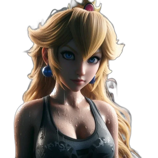 crown, dress, face, concept art, 3d render, photorealistic, anime, digital transparent PNG cut-out