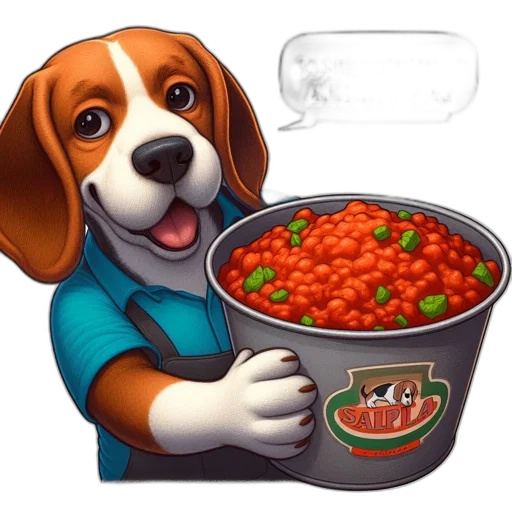 food, pixel art, photorealistic, concept art, cartoon, animated, beagle, wears transparent PNG cut-out