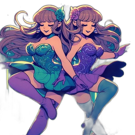 dress, concept art, anime, vaporwave, pixel art, underwater, outer space, neon lights transparent PNG cut-out
