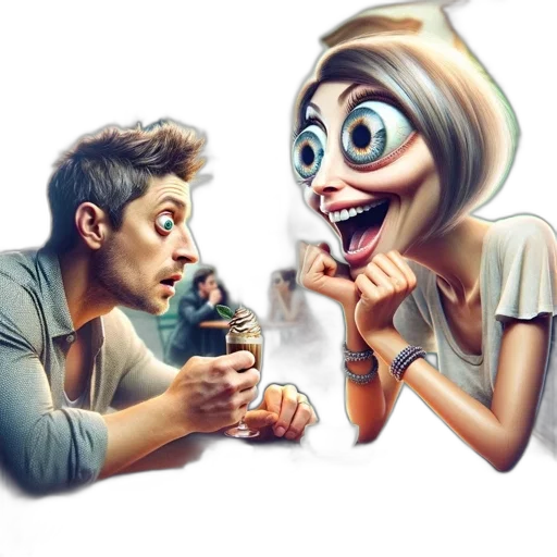 concept art, cartoon, comic book art, photorealistic, city street, man, startled, look transparent PNG cut-out