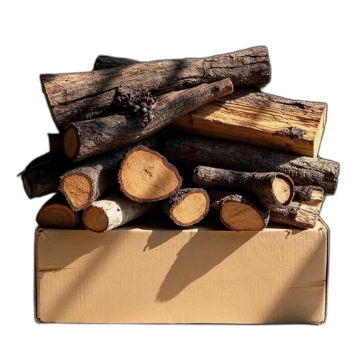 furniture, earth tones, pile, firewood, neatly, stacked, cardboard, box transparent PNG cut-out