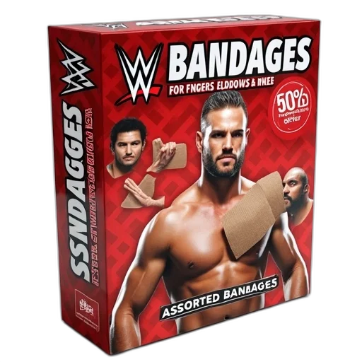 box, wwe, branded, bandages, red, white, design, features transparent PNG cut-out