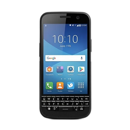black, smartphone, physical, qwerty, keyboard, displayed, against, white transparent PNG cut-out