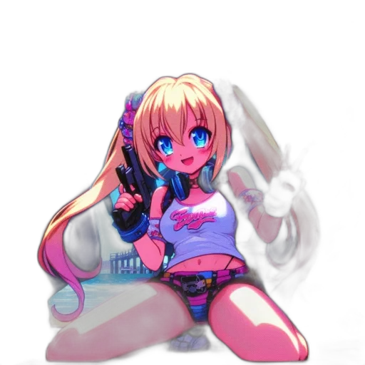 weapon, robot, staff, creature, pixel art, anime, cyberpunk, concept art transparent PNG cut-out