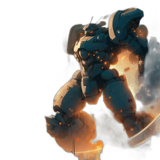 robot, dragon, weapon, concept art, fantasy art, comic book art, 3d render, fire transparent PNG cut-out