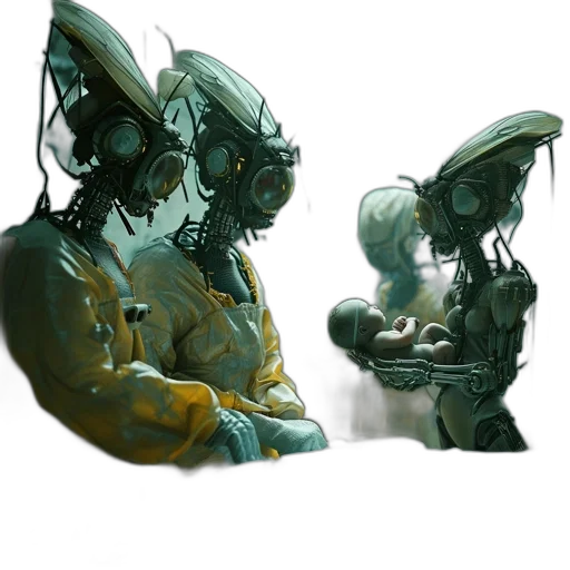 robot, mask, creature, concept art, fantasy art, 3d render, comic book art, outer space transparent PNG cut-out