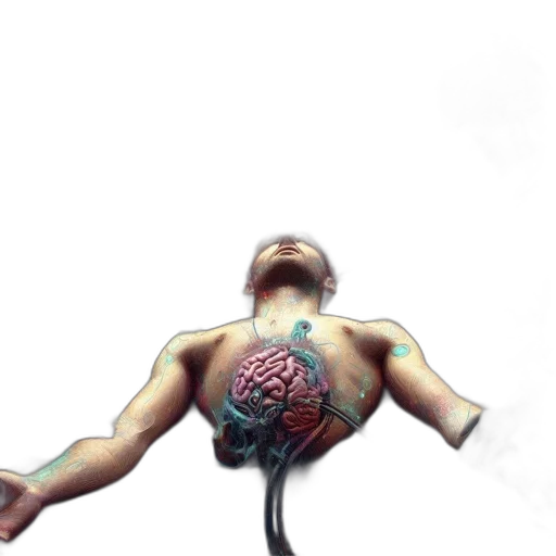 creature, robot, hair, cyberpunk, concept art, photorealistic, 3d render, outer space transparent PNG cut-out