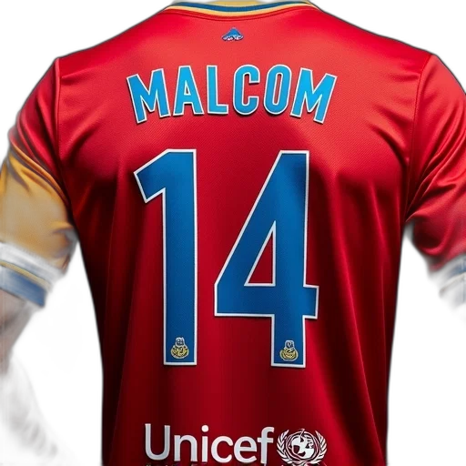 close-up, soccer, jersey, name, malcom, back, number, front transparent PNG cut-out