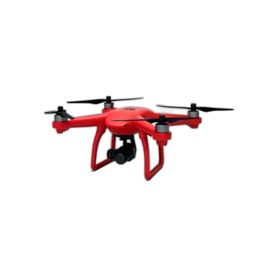 robot, red, drone, black, propellers, camera, attached, displayed transparent PNG cut-out