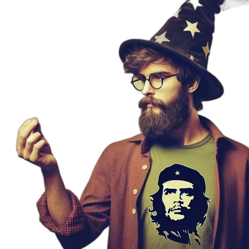hat, staff, jacket, face, pixel art, photorealistic, cartoon, concept art transparent PNG cut-out