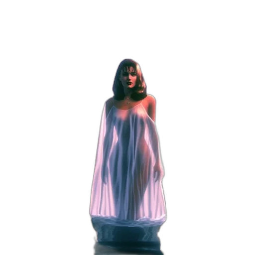 dress, bottle, creature, vaporwave, 3d render, concept art, neon lights, underwater transparent PNG cut-out