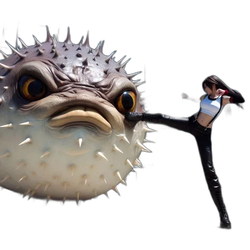 creature, mask, weapon, animal, concept art, 3d render, underwater, front transparent PNG cut-out