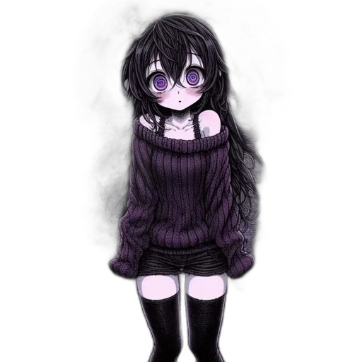 dress, creature, hair, mask, pixel art, anime, watercolor, concept art transparent PNG cut-out