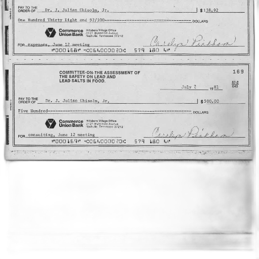 two, checks, commerce, union, bank, julian, chisolm, one transparent PNG cut-out