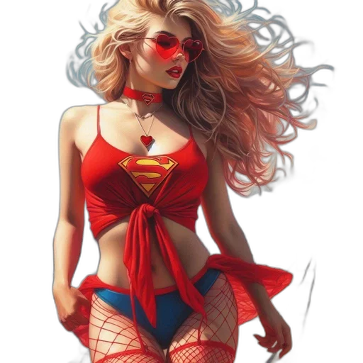 dress, comic book art, fantasy art, concept art, photorealistic, red, woman, blonde transparent PNG cut-out