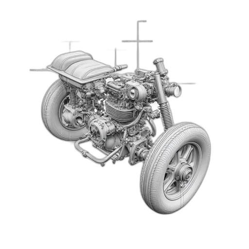 car, weapon, 3d render, pencil sketch transparent PNG cut-out